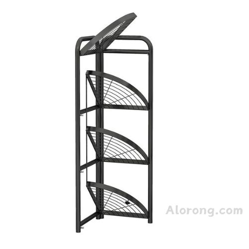 Black Carbon Steel 4-Tier Foldable Corner Shelf