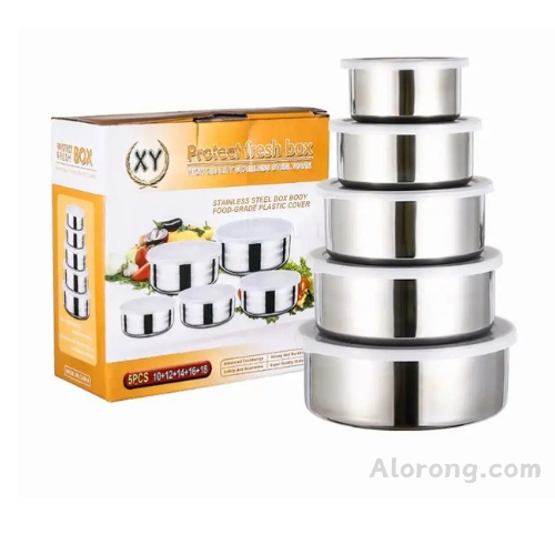 Stainless Steel Food Container Storage Box With Cover 5 in 1 Set